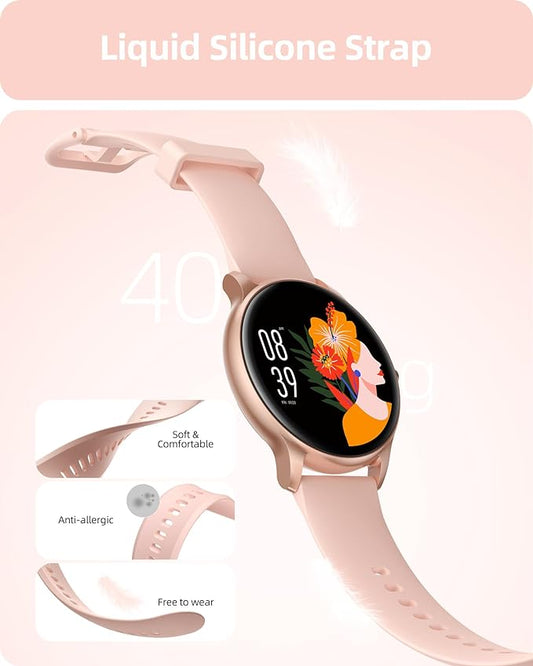 Smart Watch(Answer/Make Call), 1.32" HD Fitness Watch for Women, Smartwatch 100+ Sport Modes IP68 Waterproof, Heart Rate Sleep Monitor, Fitness Tracker for Android iOS, Rose Gold, SPROD1