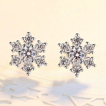 925 Sterling Silver Snowflake Stud Earrings Womens Girls Jewellery New Xmas Gift