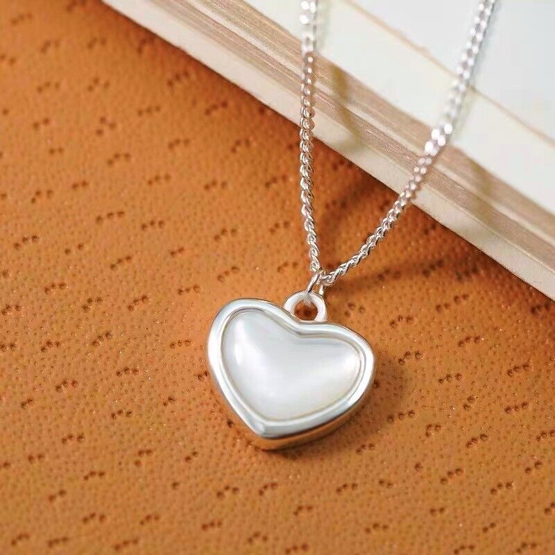 Heart Moonstone Pendant 925 Sterling Silver Chain Necklace Womens Jewellery Gift