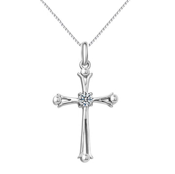 Crystal Cross Pendant Necklace 925 Sterling Silver Women's Jewellery Gift Uk