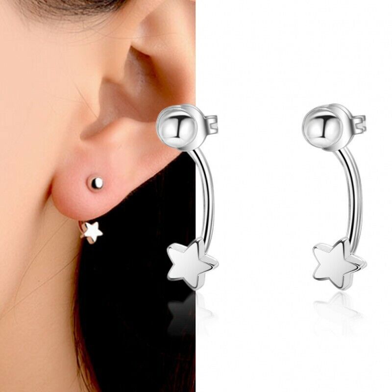 925 Sterling Silver Star Bead Stud Earrings Womens Girls Jewellery New Gift UK