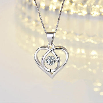 Beautiful Crystal Swirl Heart Pendant Chain 925 Sterling Silver Women Jewelry UK