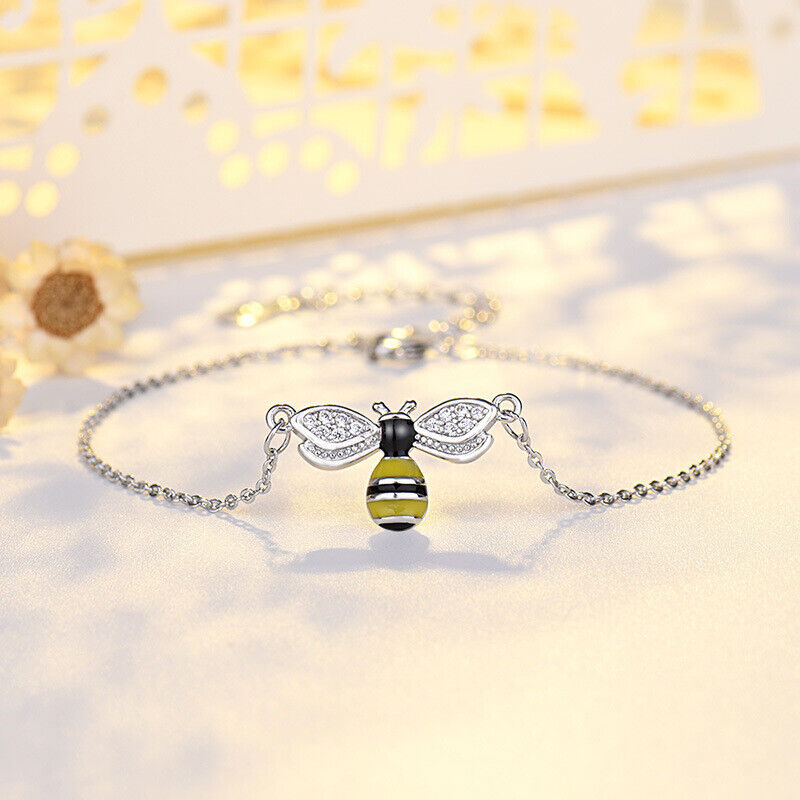 Stunning Crystal Bee Bracelet 925 Sterling Silver Women Girls Jewellery Gift UK