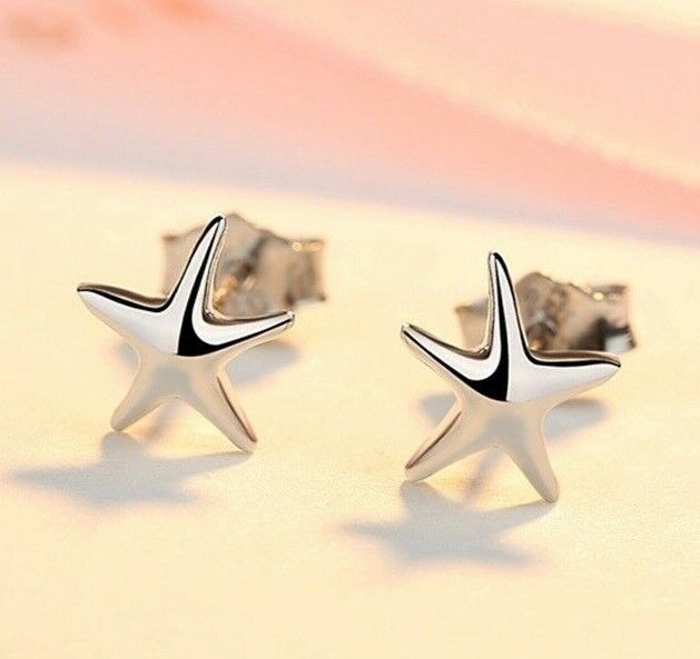 925 Sterling Silver Starfish Stud Earrings Womens Girls Jewellery New Gift UK