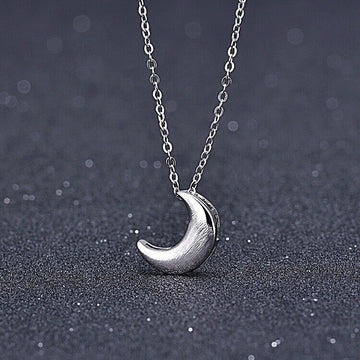 Beautiful Moon Shaped Pendant Necklace 925 Sterling Silver Women Jewelry Gift UK