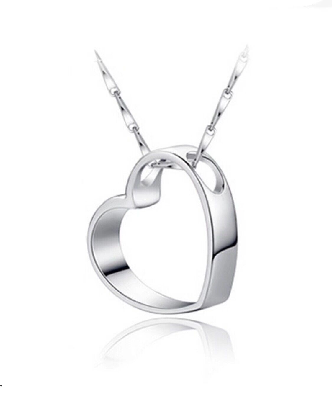 Hollow Heart Pendant Necklace 925 Sterling Silver Women's Jewellery Love Gift