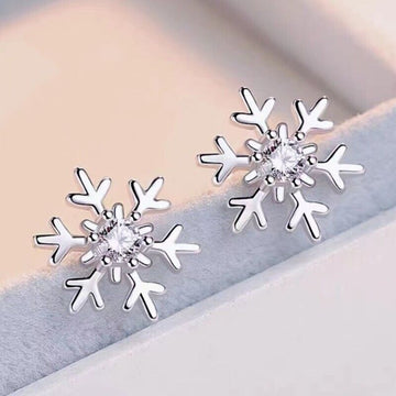 925 Sterling Silver Xmas Snowflake Stud Earrings Womens Girls Jewellery New Gift