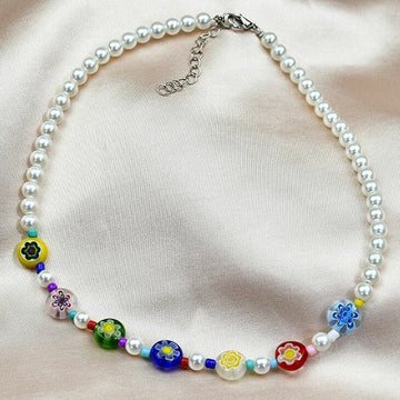 Bohemia Colourful Beaded Pearl Choker Necklace Women Jewellery Gift UK