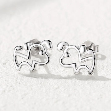 Cute Doggy Puppy Stud Earrings 925 Sterling Silver Women Girls Jewellery Gift