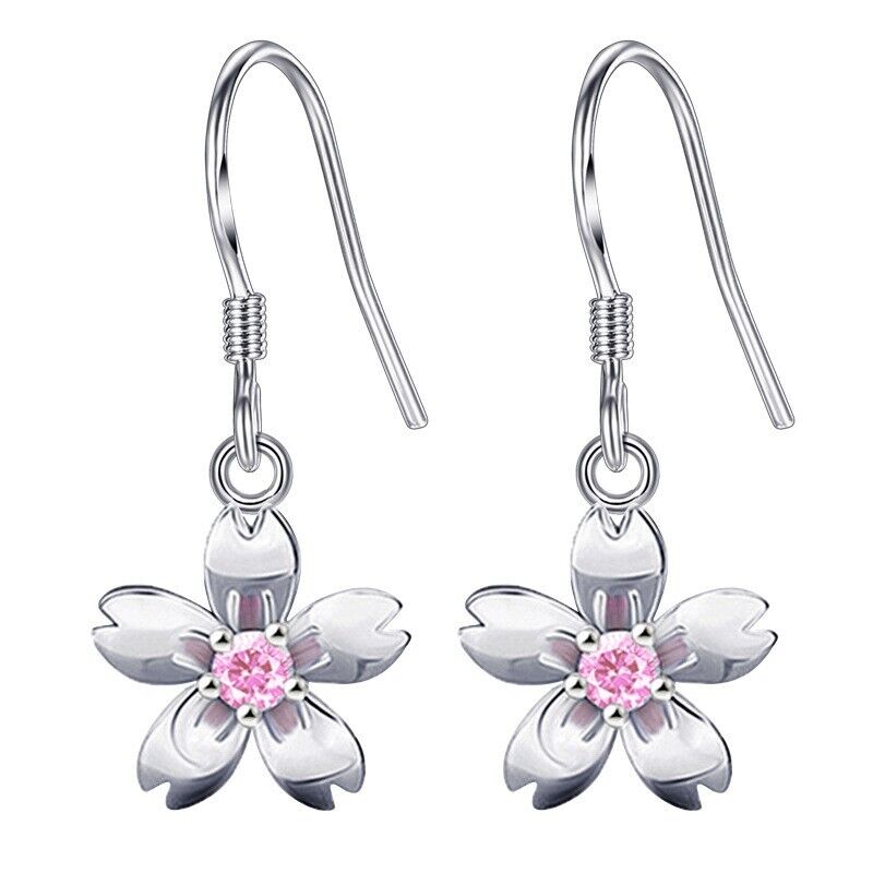 925 Sterling Silver Daisy Drop Hook Style Earrings Womens Girls Jewellery UK New