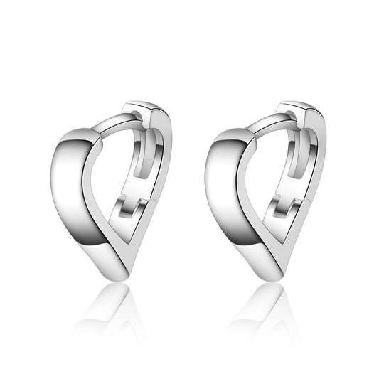 925 Sterling Silver Heart Huggie Hinge Stud Earrings Womens Girls Jewellery Gift