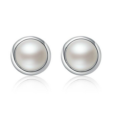 925 Sterling Silver Pearl Polish Round Stud Earrings Womens Girls Jewellery Gift