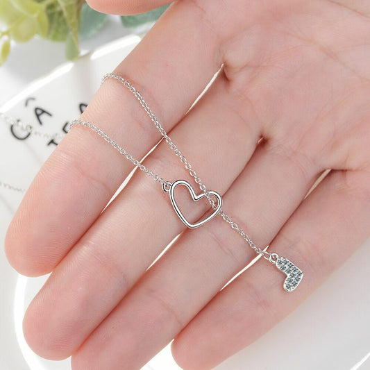 Lovely Women Double Heart Pendant Necklace 925 Sterling Silver Jewellery Gift