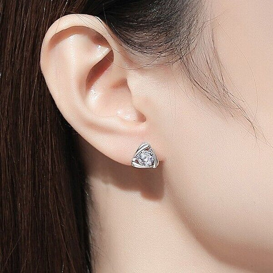 925 Sterling Silver Layer Heart Stud Earrings Womens Girls Jewellery New UK Gift