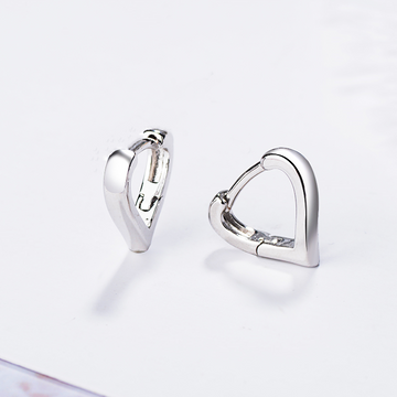 925 Sterling Silver Heart Huggie Hinge Stud Earrings Womens Girls Jewellery Gift