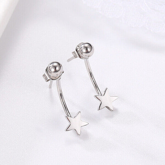 925 Sterling Silver Star Bead Stud Earrings Womens Girls Jewellery New Gift UK