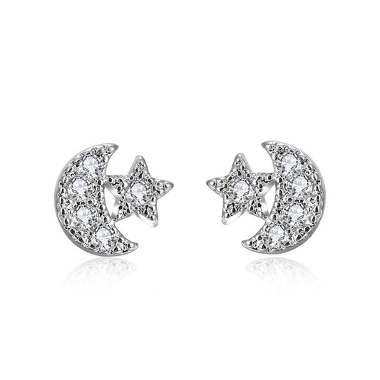 925 Sterling Silver Moon Star Stud Earrings Womens Girls Jewellery Gift New UK