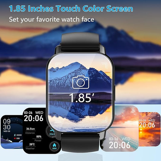 Smart Watch with Answer/Make Calls, 1.85'' Touch Fitness Watch, Smartwatch for Men Women with Heart Rate Sleep Monitor, 112 Sports Modes, IP68 Waterproof, for Android IOS