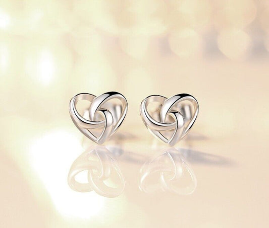 925 Sterling Silver Stunning Swirl Heart Stud Earrings Womens Girls Jewellery UK