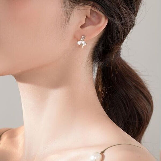 Women Girls Beautiful Ballet Stud Earrings 925 Sterling Silver Jewellery Gift UK