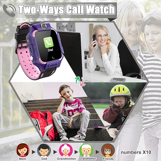 Kids Smartwatch Phone, Touchscreen Child Wristwatch wich Two-way Calling Flashlight Pedometer Camera Calculator Music player SOS Clock Games, Birthday Gift for Boys Girls Students (Pink)