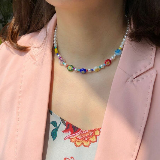 Bohemia Colourful Beaded Pearl Choker Necklace Women Jewellery Gift UK