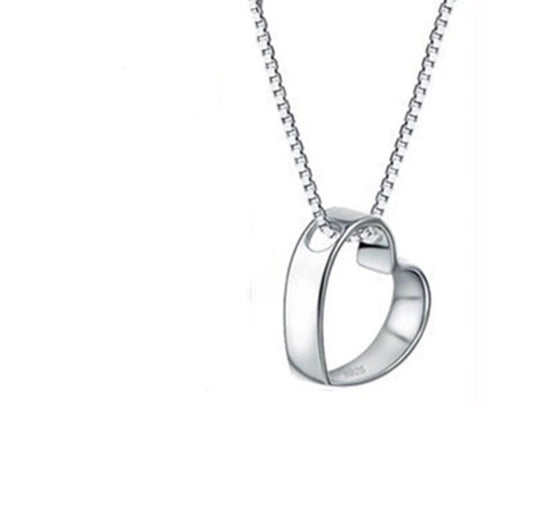 Hollow Heart Pendant Necklace 925 Sterling Silver Women's Jewellery Love Gift