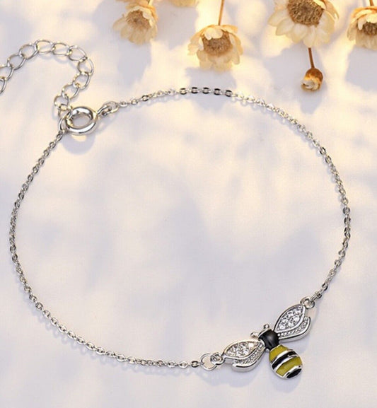 Stunning Crystal Bee Bracelet 925 Sterling Silver Women Girls Jewellery Gift UK