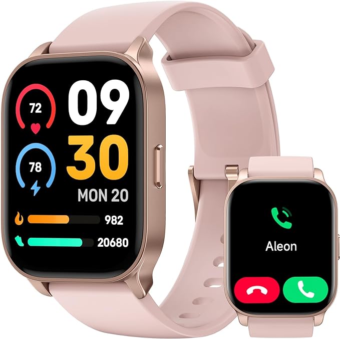 Smart Watch for Women(Answer/Make Calls), Alexa Built-in, Fitness Watch IP68 Waterproof/Heart Rate/SpO2/Sleep Monitor/100 Sports, Step Counter, Ladies Smartwatch Compatible Android iPhone