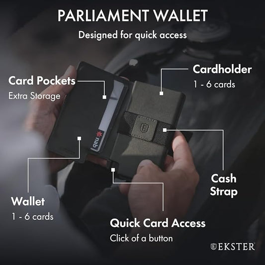 Parliament Leather Card Holder Wallet | Smart RFID Wallet for Men | Minimalist & Slim Wallet with Quick Card Access Metal Card Holder (Juniper Green)