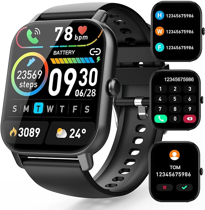 Smart Watch Answer/Make Calls, 1.85" HD Touch Screen Fitness Watch for Men Women, Step Counter, Heart Rate Sleep Monitor, 112 Sports Modes, IP68 Waterproof Activity Tracker for iOS Andriod