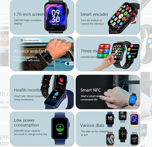 Bluetooth Calling Smartwatch with Call 1.7" Touch Screen Series 8 Blood Pressure Watches for Men/Heart Rate/Sleep Monitor IP68 Waterproof Smart Watch for Women Compatible iPhone Samsung