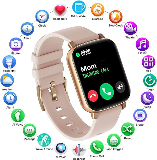 Smart Watch for Men with Receive/Dial Calls, 1.7" Touch Screen IP68 Waterproof Smartwatch with 24/7 Heart Rate, Blood Oxygen, Sleep Monitor, Fitness Tracker Watches for iOS/Android Phone