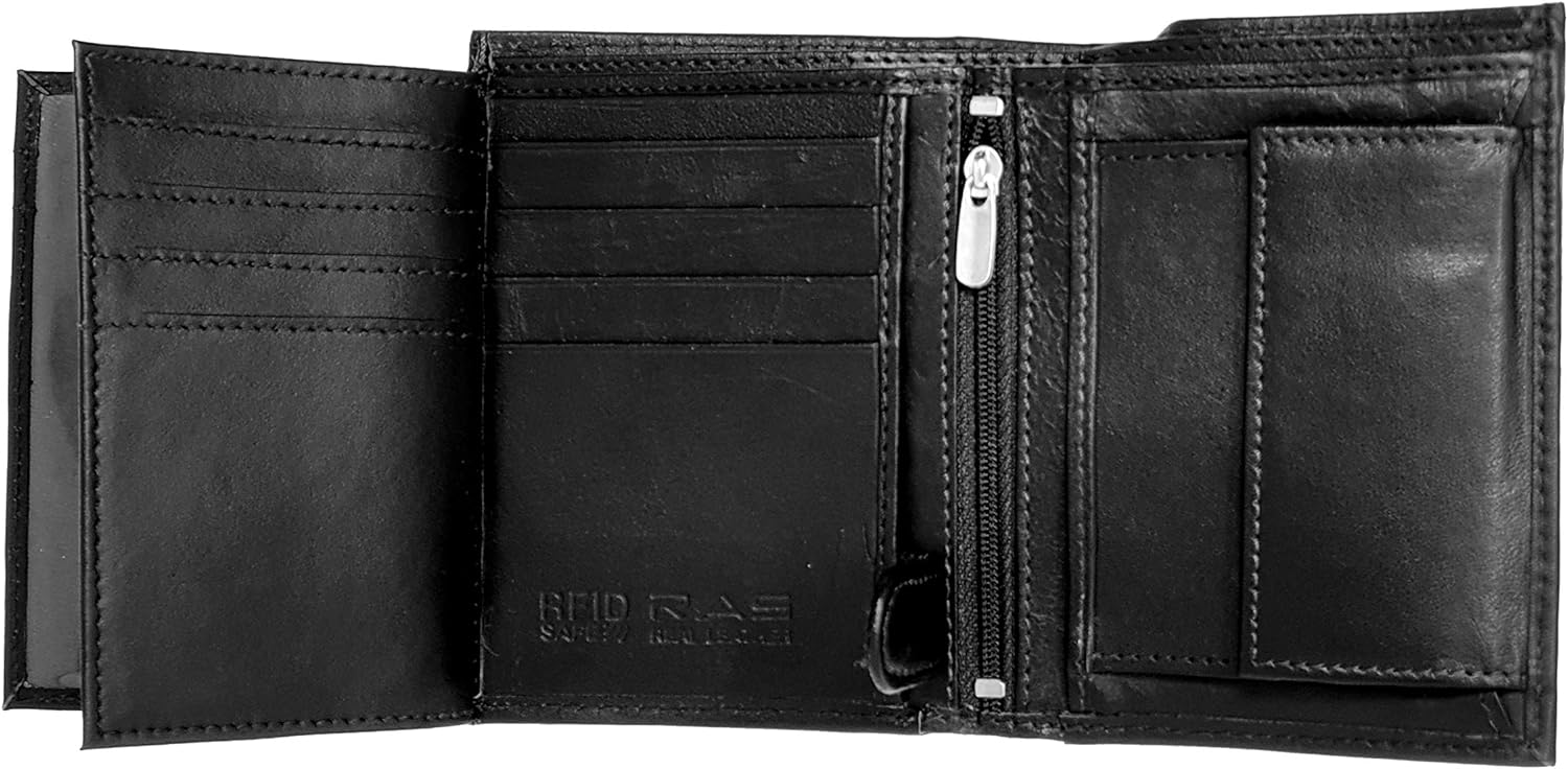 WALLETS Soft Genuine Leather Wallets for Men | RFID Blocking Card Holder | Coin Pocket Bifold Purse Wallet | 3 Id Display Pockets | 2 Zipped Pouches