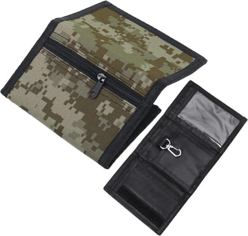 Slim Camouflage Wallet Trifold Wallets with Zip Coin&Hook Pocket Coin Card Purse for Men Kids