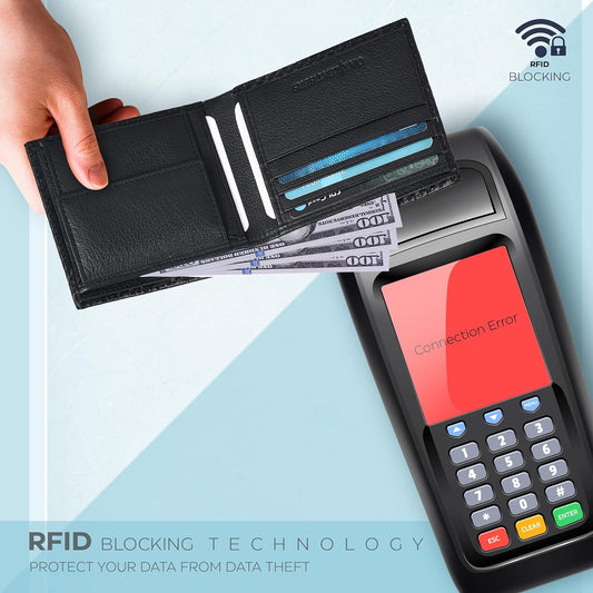 Black Credit Card Holder Wallet | Wallet RFID | Mens Leather Wallet | RFID Blocking Slim Wallet