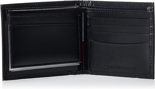 Men's Leather Wallet – Slim Bifold with 6 Credit Card Pockets and Removable ID Window, Black Cambridge, One Size