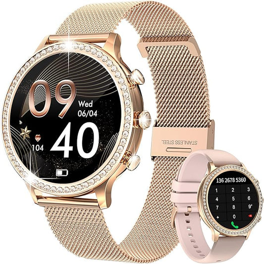 Smart Watch for Women Make Answer Call 1.32" Full Touch Screen Fitness Tracker with Blood Pressure Heart Rate Sleep Monitor IP67 Waterproof Pedometer Stopwatch for iOS Android