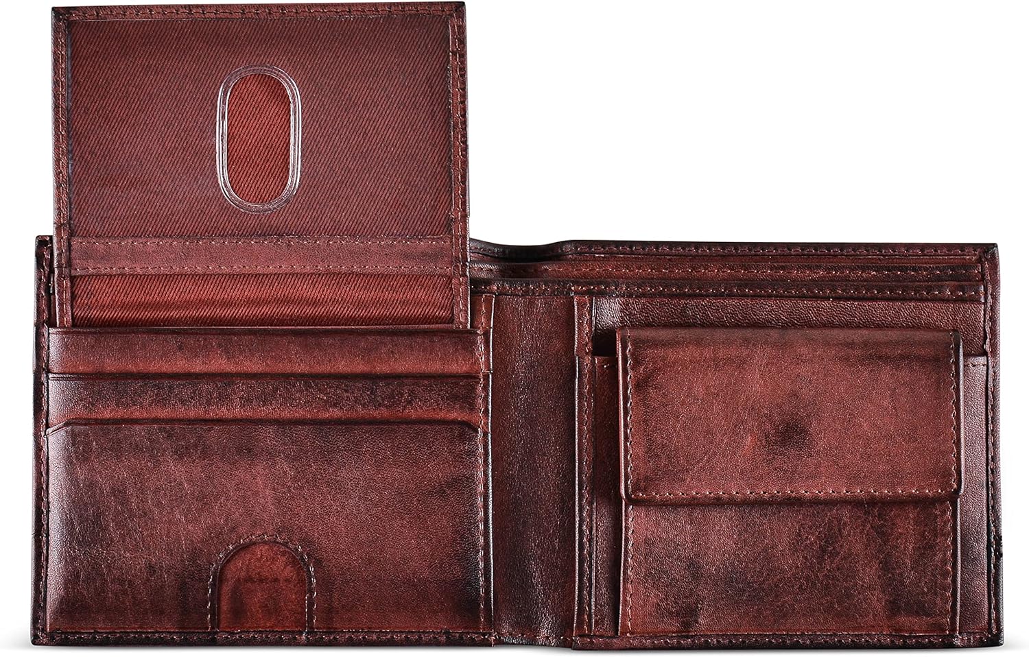 Leather Wallet for Men with RFID Blocking, Removable ID and Coin Pocket in Full Grain Leather