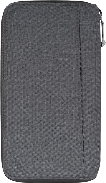 RFiD Protected Large Travel Wallet — Zip Bifold Wallet and Passport Holder for Travel, Eco-Friendly, Recyclable Material (Grey)