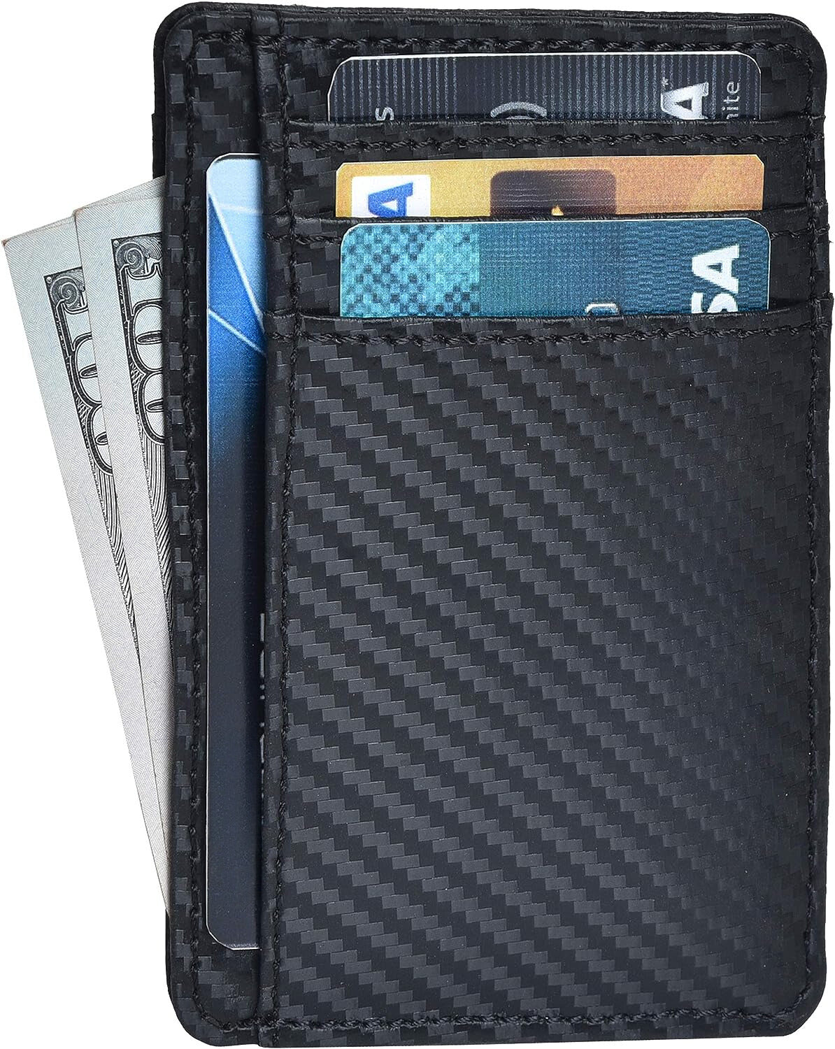 Black Carbon Fibre Leather | Unisex | Gifts for Him | Gifts for Her | Multiple Card Slots