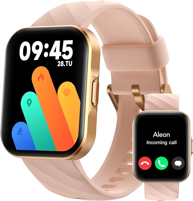 Smart Watch Answer/Make Call, 1.91" HD Screen Fitness Watch Built-in 112 Sport Modes for Women, IP68 Waterproof Heart Rate Sleep Activity Tracker for Android iOS, Rose Gold, FIFIX1