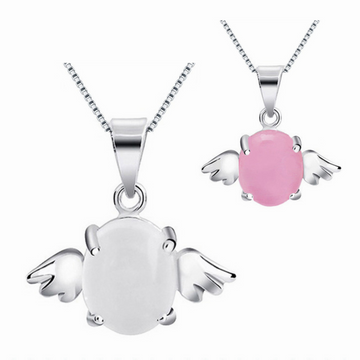 925 Sterling Silver Angel Egg Pendant Chain Necklace Womens Girls Jewellery Gift