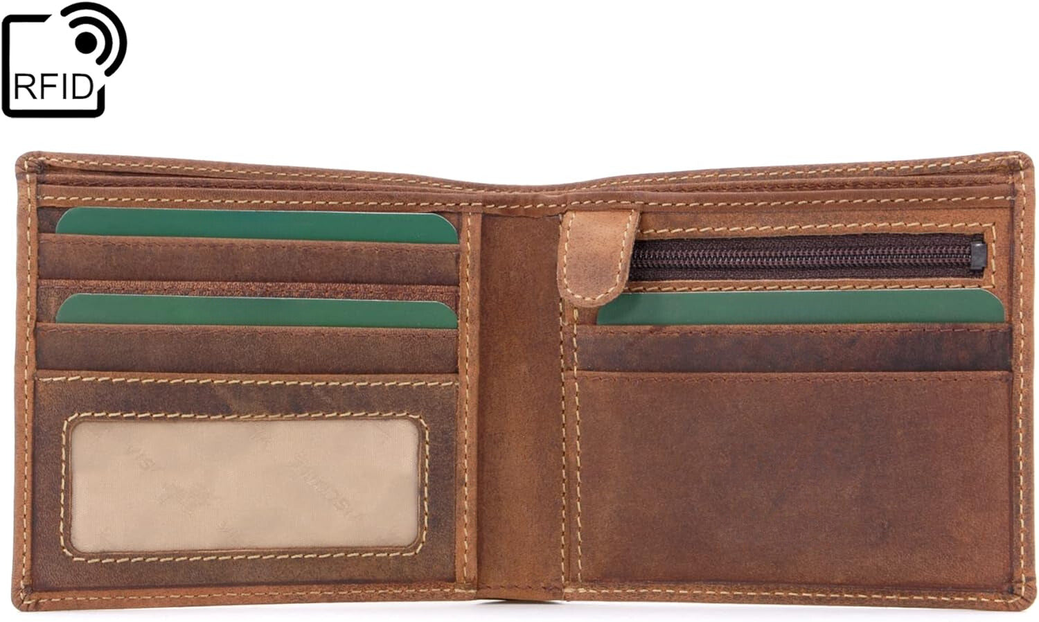 Mens Wallet - Hunter Leather- Gift Boxed 707 Shield Oil Tan RFID