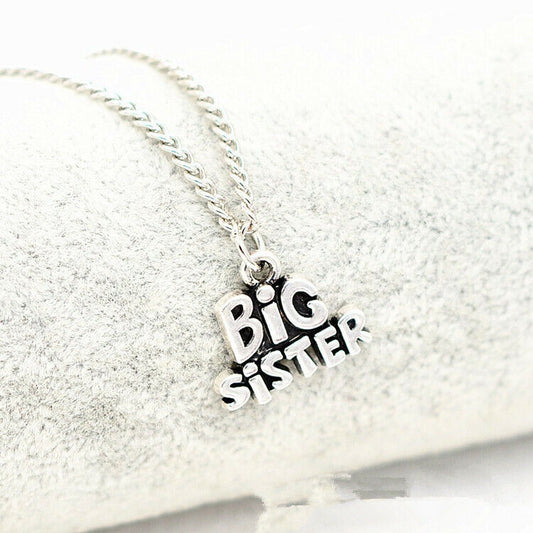 Big Little Sister Crystal Heart Necklace Charm Pendant Family Jewellery Gift