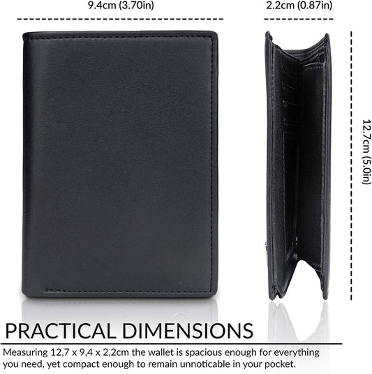 Mens Wallet Slim with Coin Pocket Dublin - RFID Blocking - Durable Bifold - Card Holder with ID Window