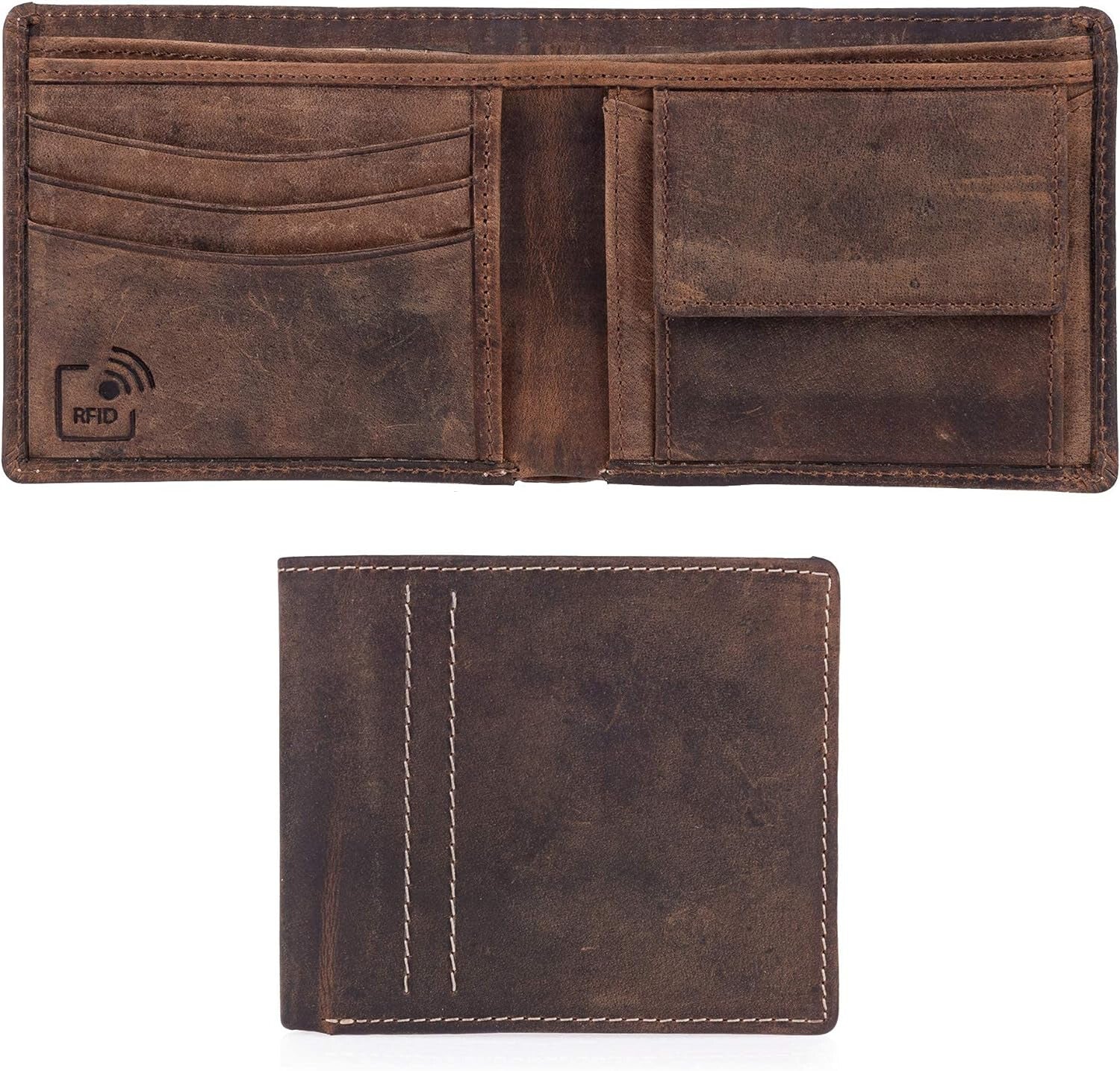 Mens Leather Wallet with RFID Blocking - Keeps Cash and Cards Safe, Organised and Easy to Access - Slim, Minimal Wallets for Men Full Grain Buffalo Leather, Comes in a Stylish Gift Box