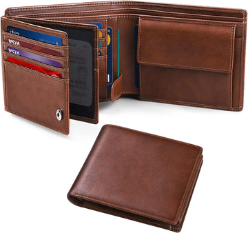 Wallets for Mens RFID Blocking Leather Slim Wallet with 15 Credit Card Holders, 2 Banknote Compartments & 2 ID Window Minimalist Wallets with Gift Box