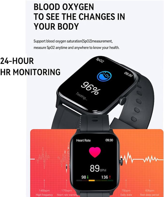 Smart Watch for Men Alexa Built in with Blood Pressure Monitor 1.7” HD Touch Screen Fitness Watch Men Blood Oxygen Sleep Monitor Waterproof Smartwatches Men for Android IOS 10 Message Record