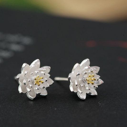 Women Girls 925 Sterling Silver Lovely Flower Stud Earrings Jewellery Gift UK